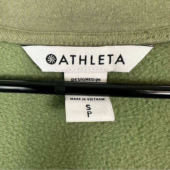 Athleta Purana V Neck Oversized Pullover Small Green Cozy Fall Workout Athletic - Picture 3 of 4